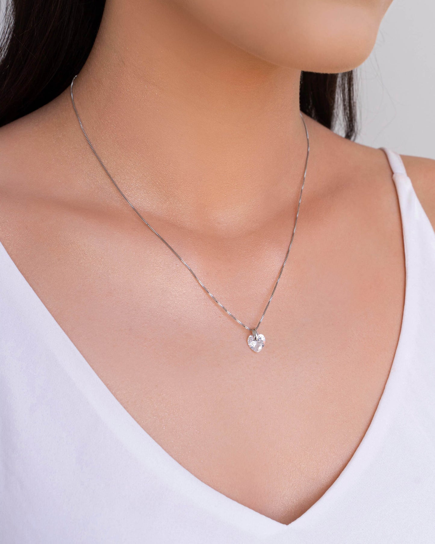 White Rhodium Crystal Drop Choker