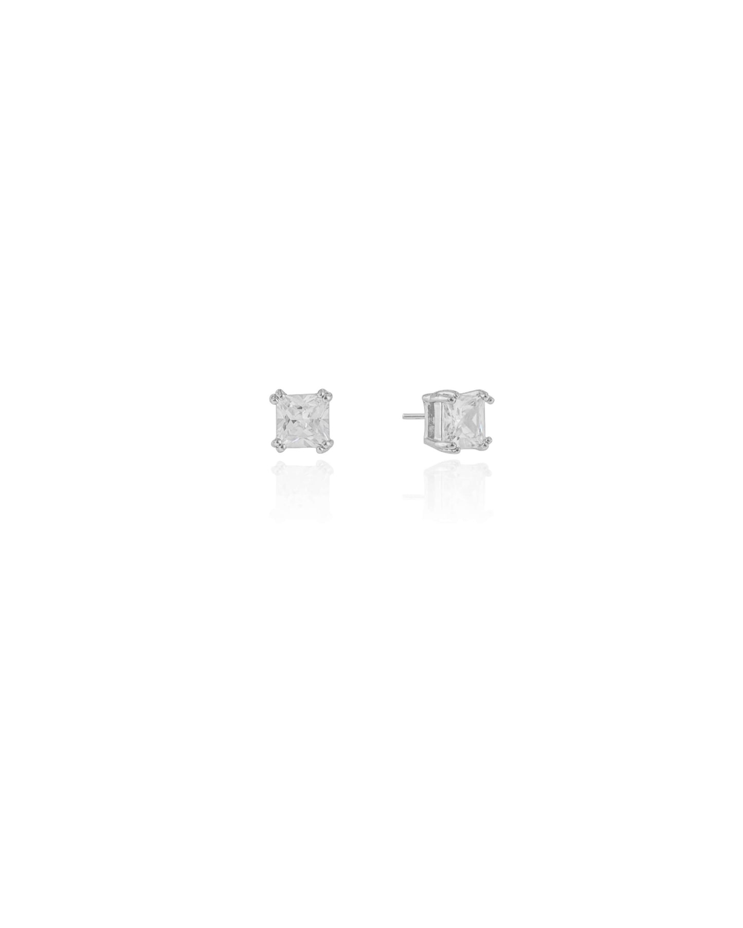 Brinco Ponto de Luz Quadrado Cristal 5 mm Ródio Branco
