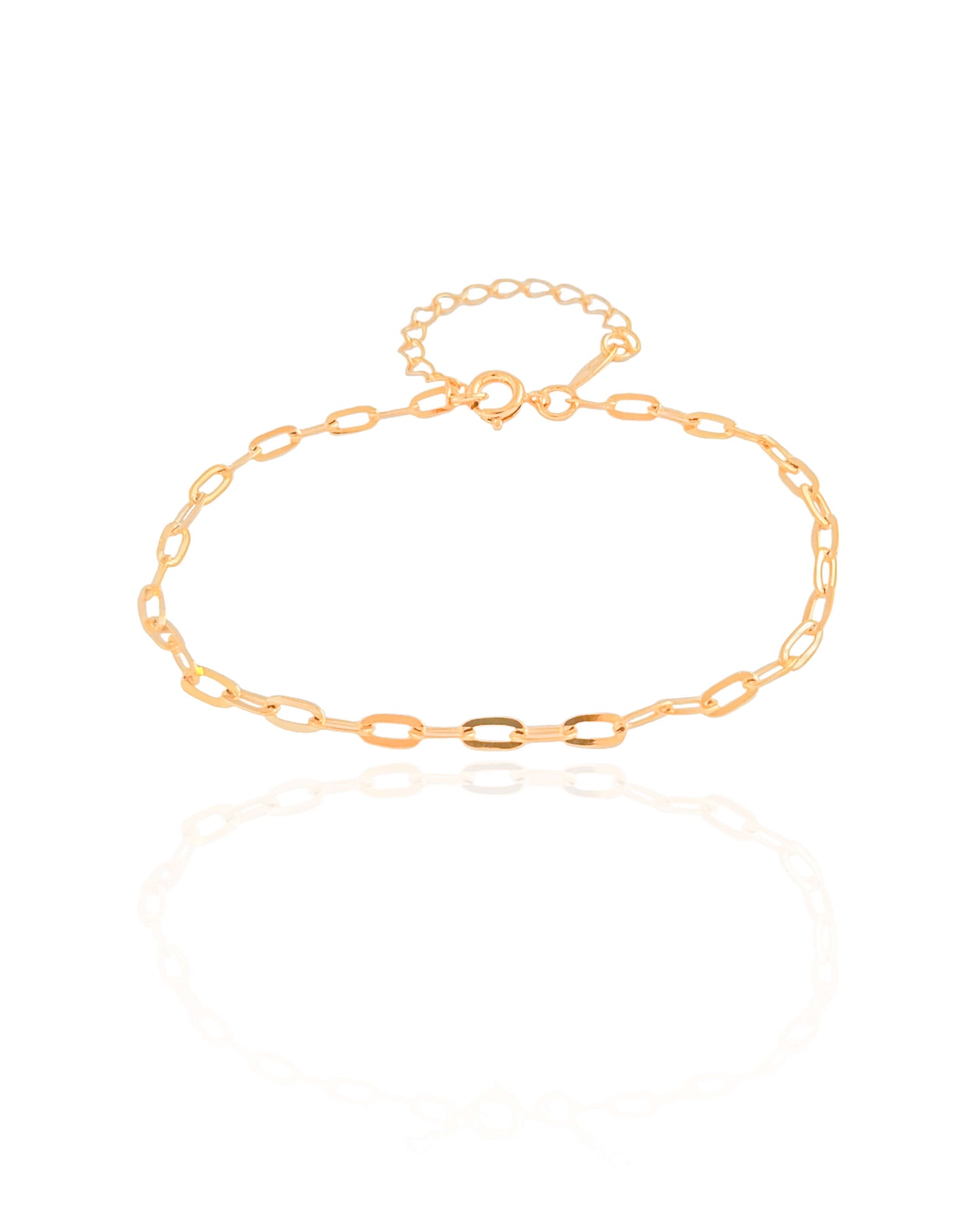 Pulseira Elos Ovais 3 mm Banho Ouro 18K