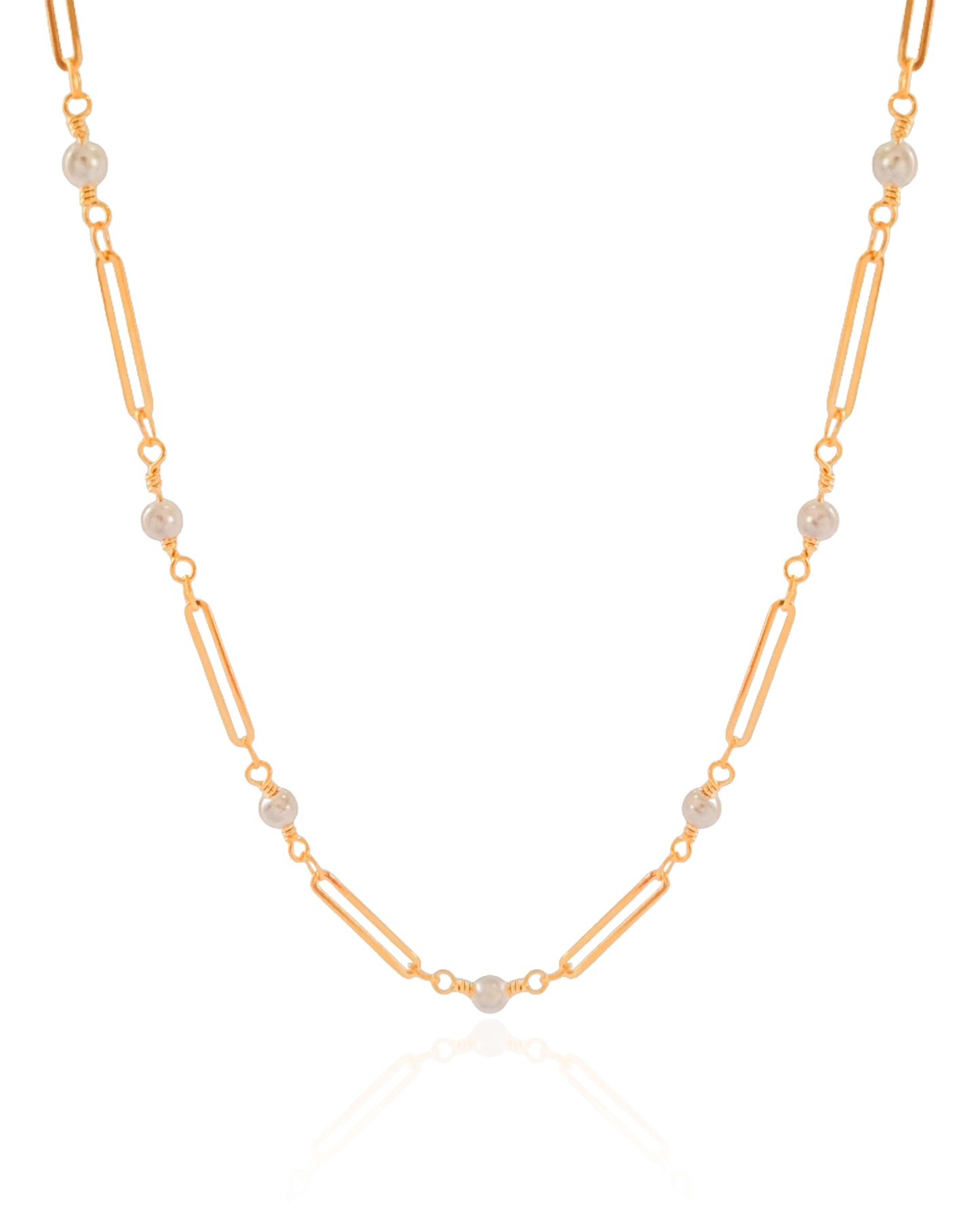 Choker Elos com Pérolas Banhado a Ouro 18K - 32 cm