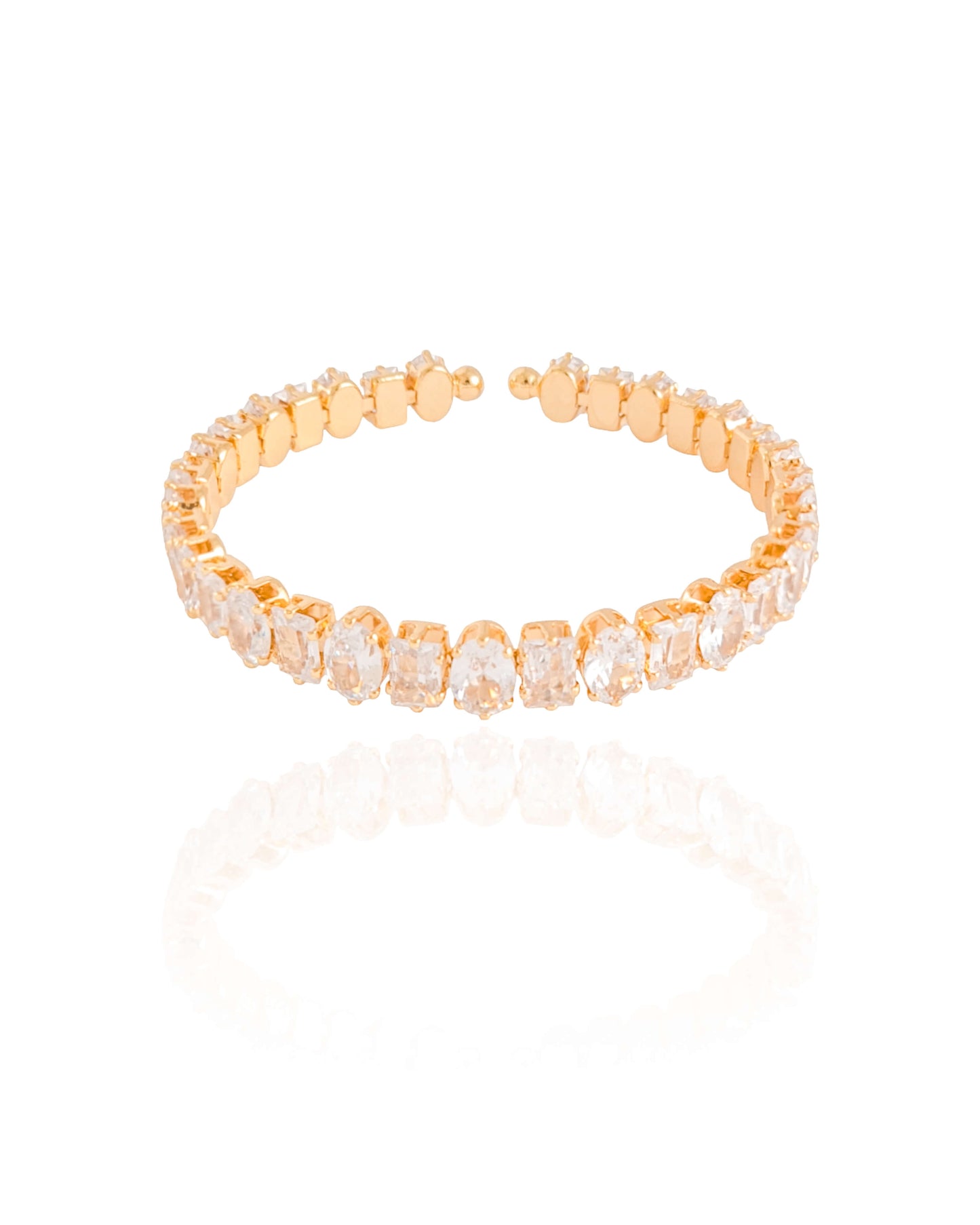 Bracelete Cravejado Cristal Banho Dourado - Bijuteria