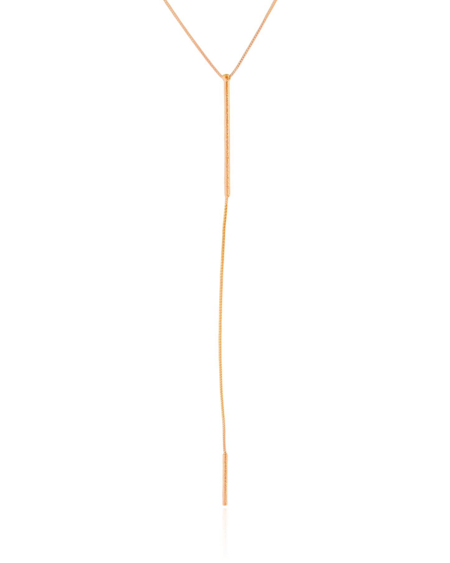 Gargantilha Gravata Palitos Texturizados Banhado a Ouro 18K - 45 cm