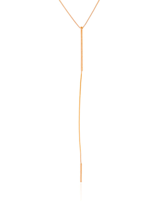 Gargantilha Gravata Palitos Texturizados Banhado a Ouro 18K - 45 cm
