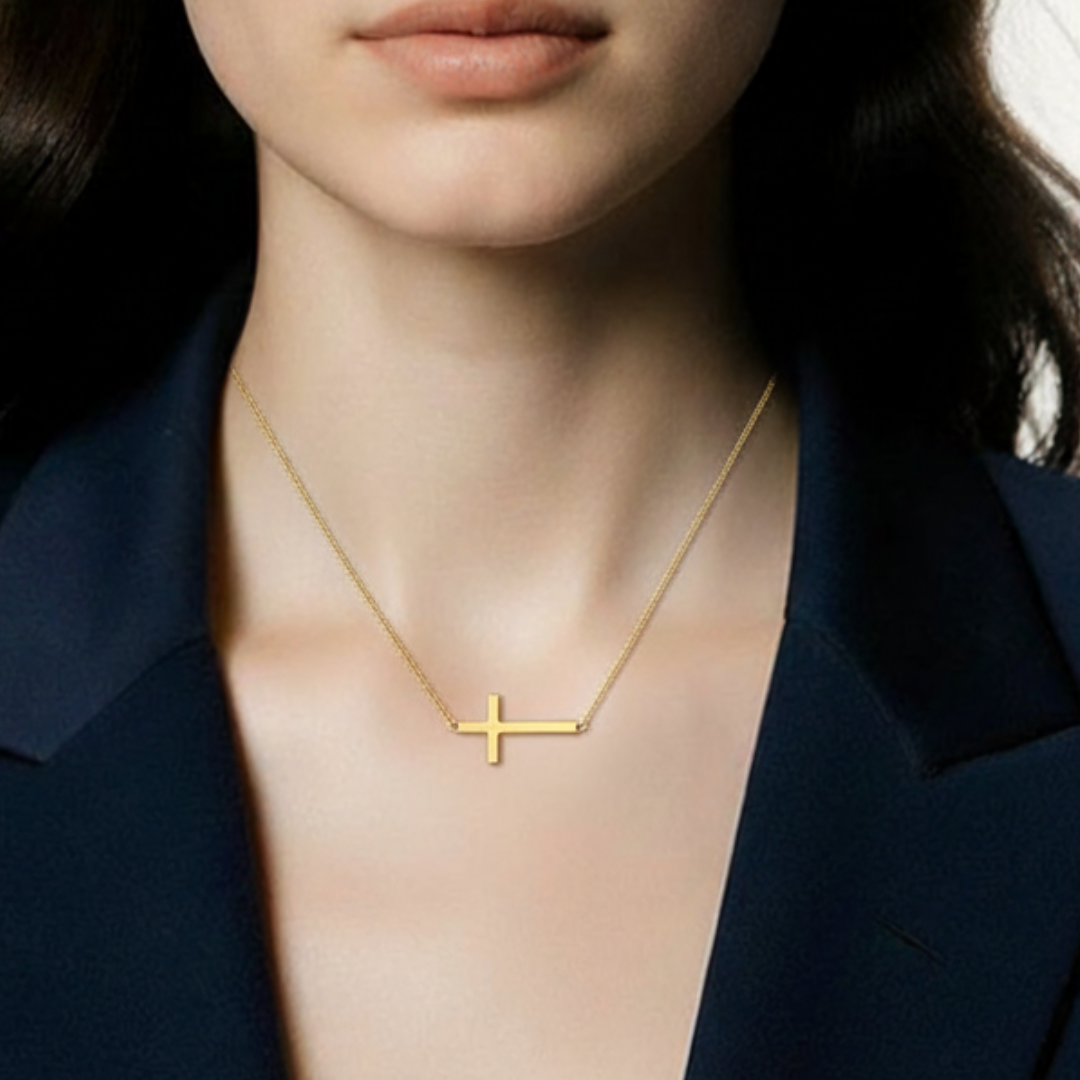 Collier Crucifix - Acier inoxydable plaqué or 18 carats