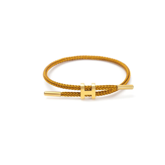 Pulseira cordão dourado em aço inoxidável