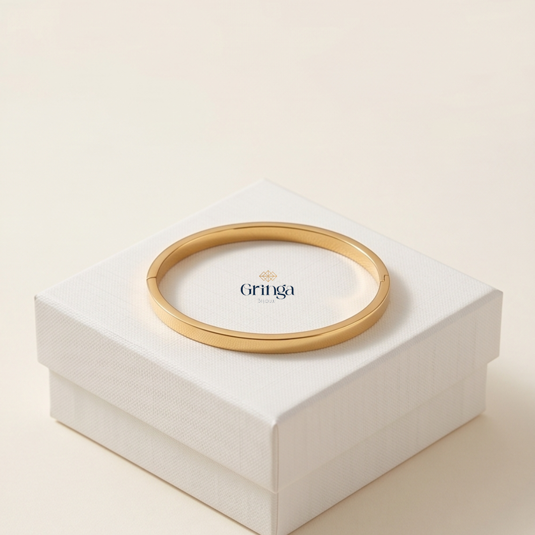 Bracelete Liso 4mm - Banho Ouro 18K