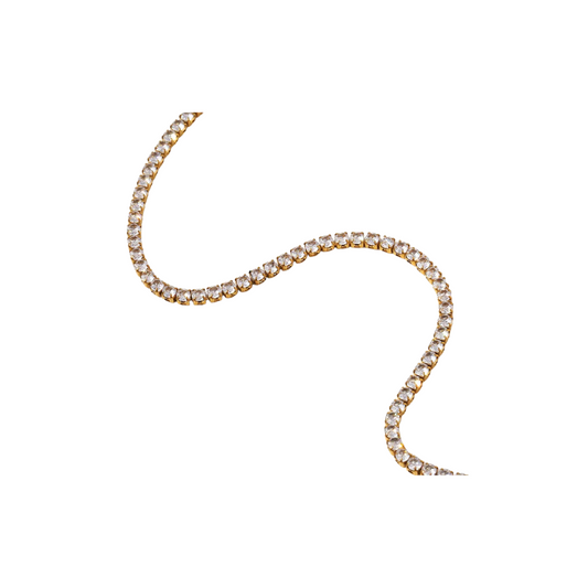 Riviera zirconia 3mm- Aço Inoxidável Banho Ouro 18K