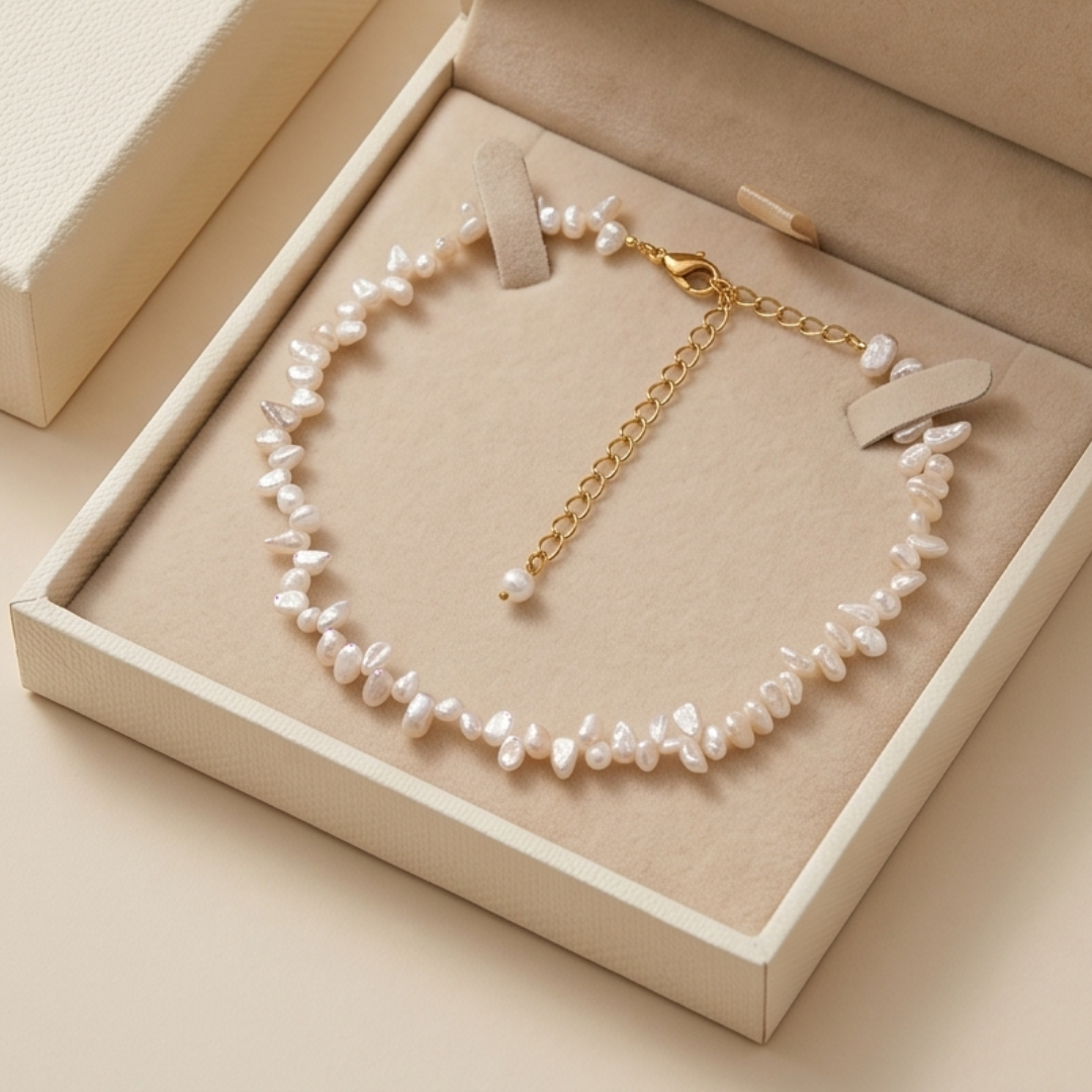Colar Pérolas Naturais Banho Ouro 18K