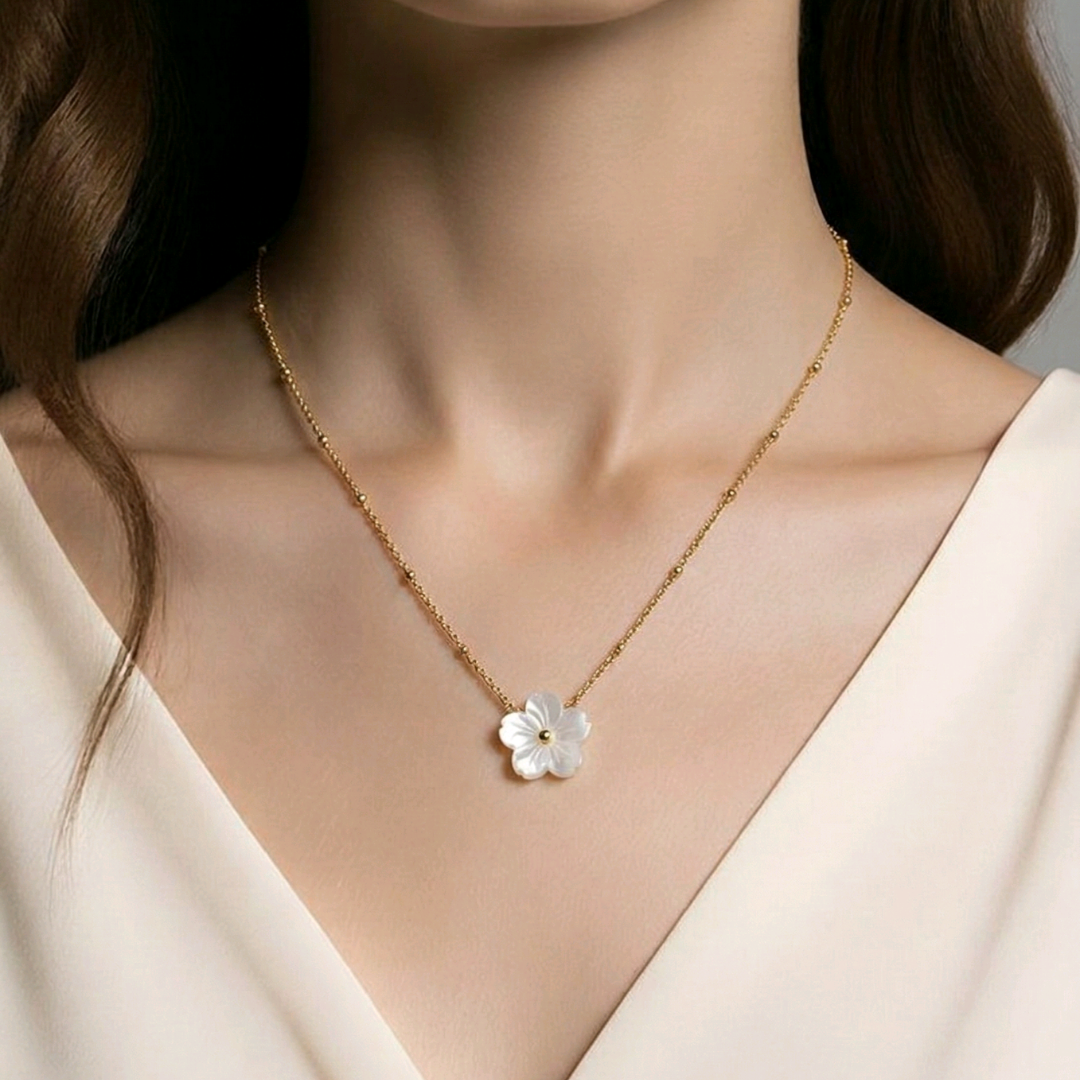 Collier point lumineux en zircone - Acier inoxydable plaqué or 18 carats