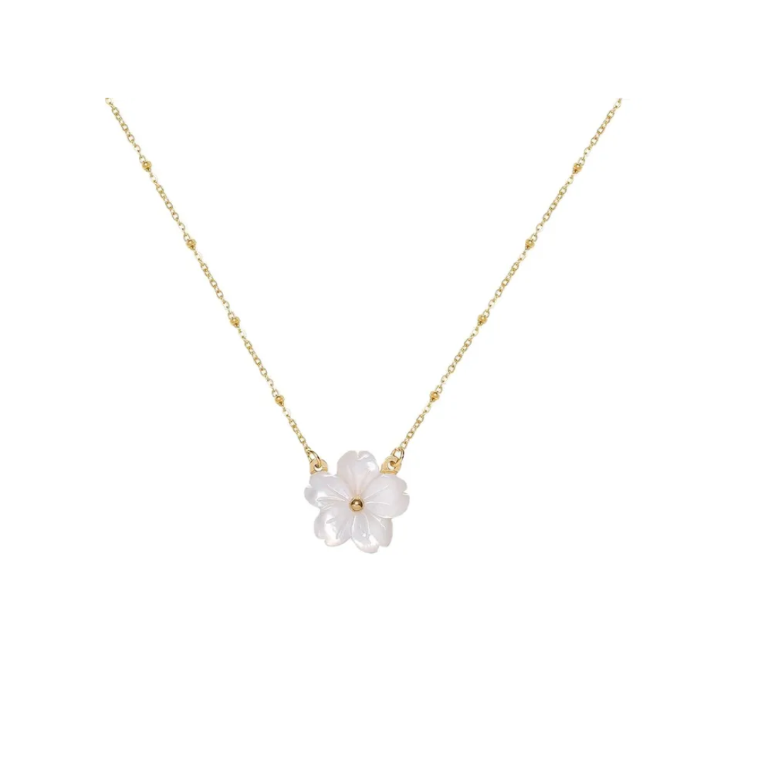 Collier point lumineux en zircone - Acier inoxydable plaqué or 18 carats