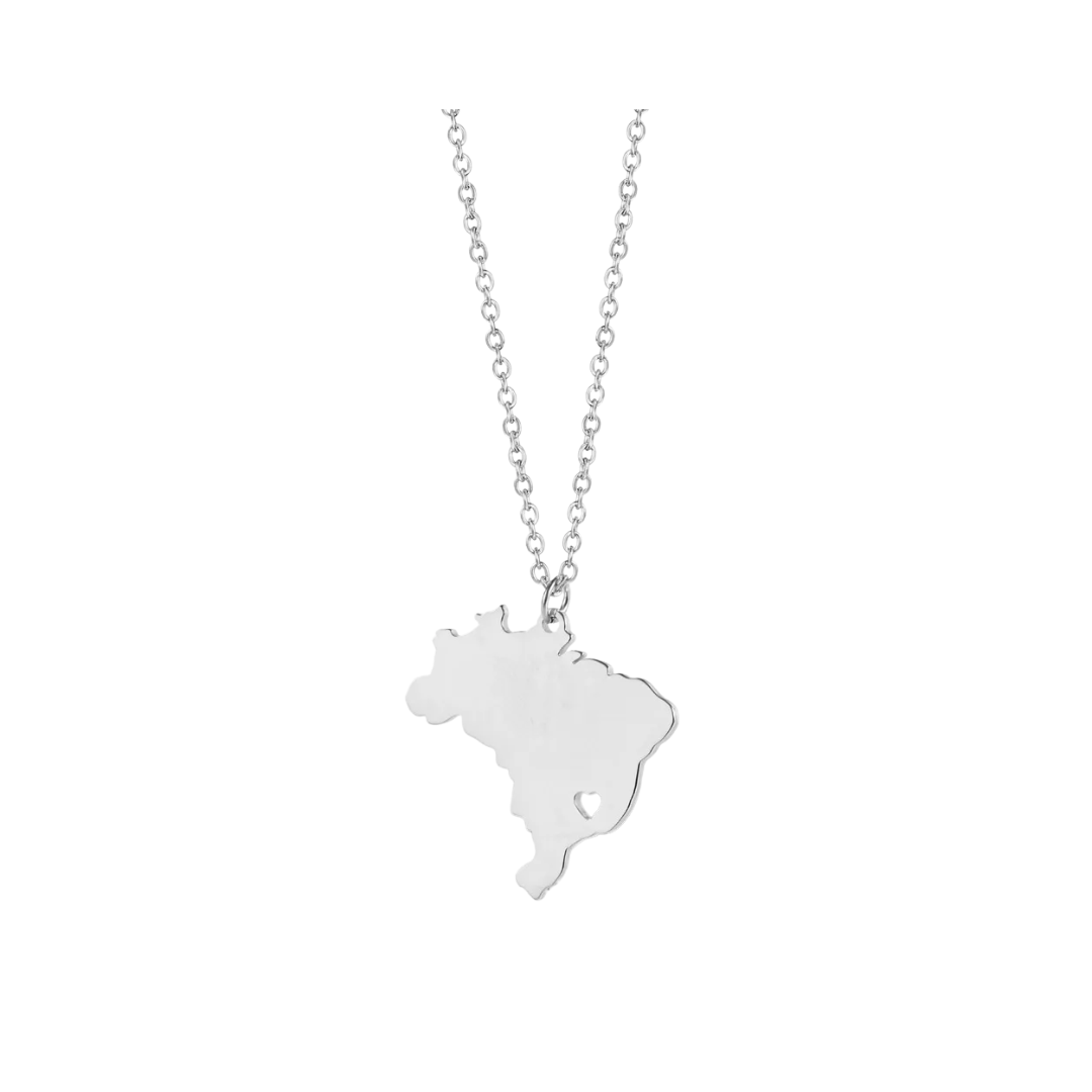 Colar Mapa Brasil - Aço Inoxidável
