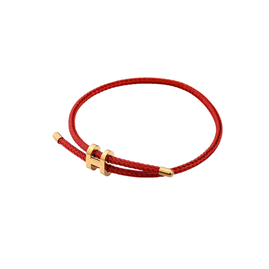 Pulseira cordão terracota em aço inoxidável