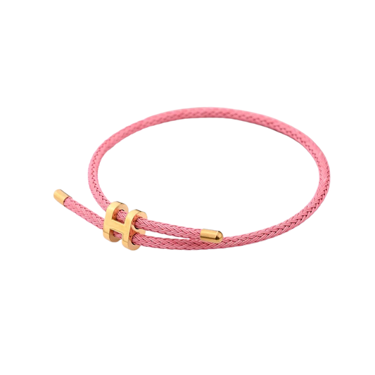 Pulseira cordão rosa claro em aço inoxidável