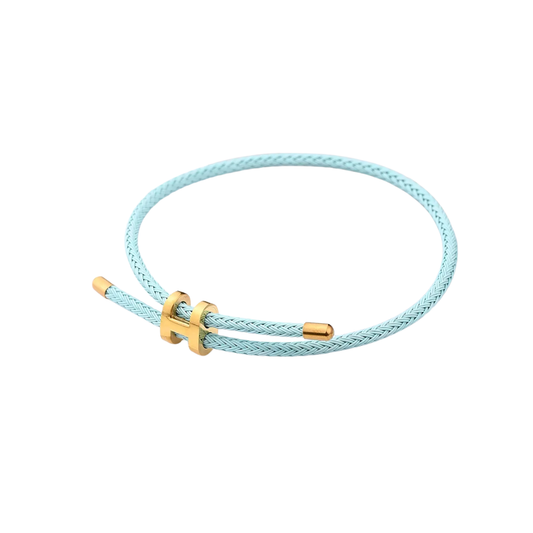 Pulseira cordão azul claro em aço inoxidável