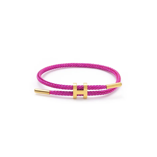 Pulseira cordão pink em aço inoxidável