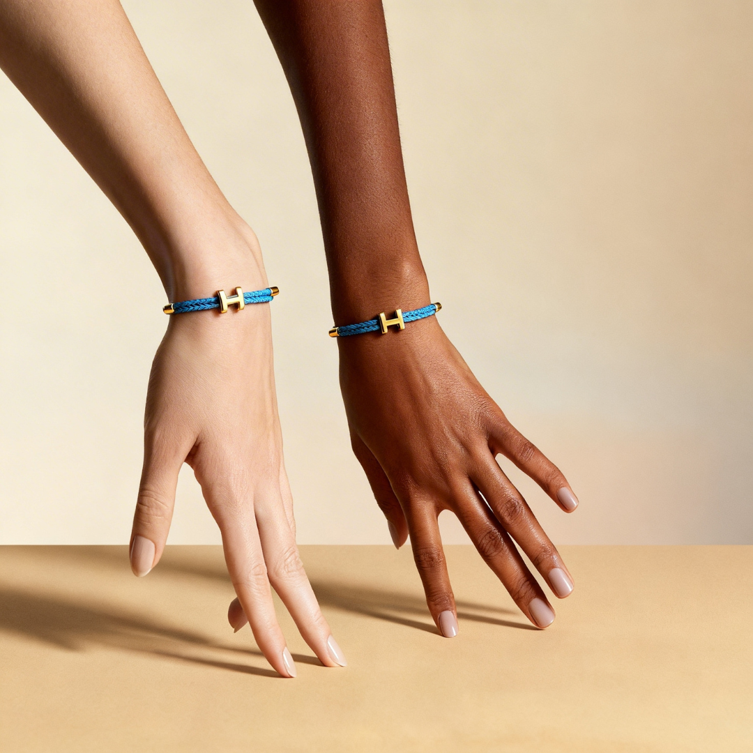 Pulseira cordão turquesa em aço inoxidável