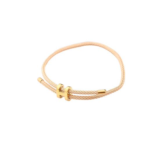 Pulseira cordão amarelo claro em aço inoxidável