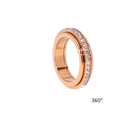 Anel anti stress com zirconia T9 - Banho dourado