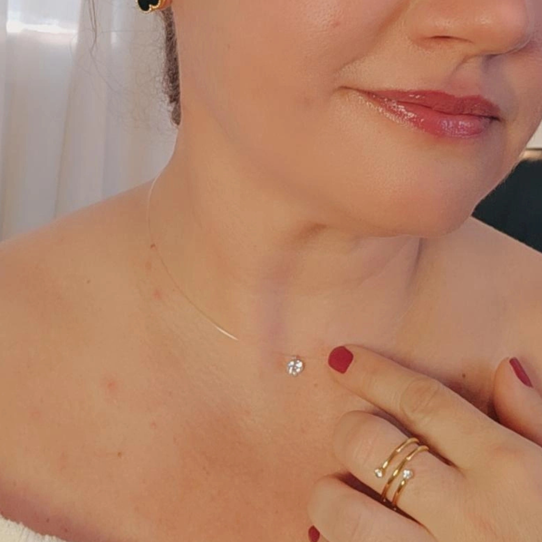 Colar Moissanite 6mm Fecho em Prata 925