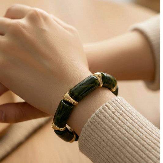 Pulseira Acrílico Verde Escuro - Bijuteria