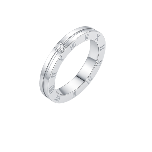 Anel Inspiração Números Romanos e Zircônia T7