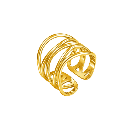 Anel Ajustável Entrelaçado - Banho Dourado