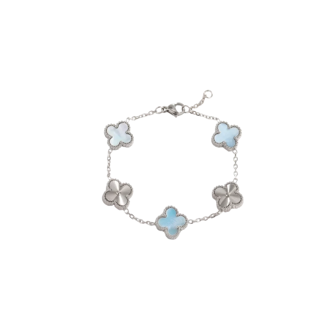 Pulseira Trevos Azul - Aço Inoxidável