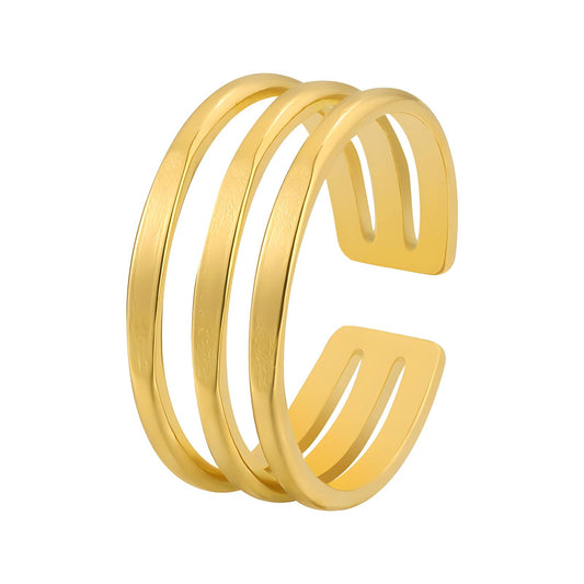 Anel aros aço inoxidável banhado a ouro 18K