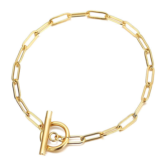 Pulseira elos   aço inoxidável banhada a ouro 18K