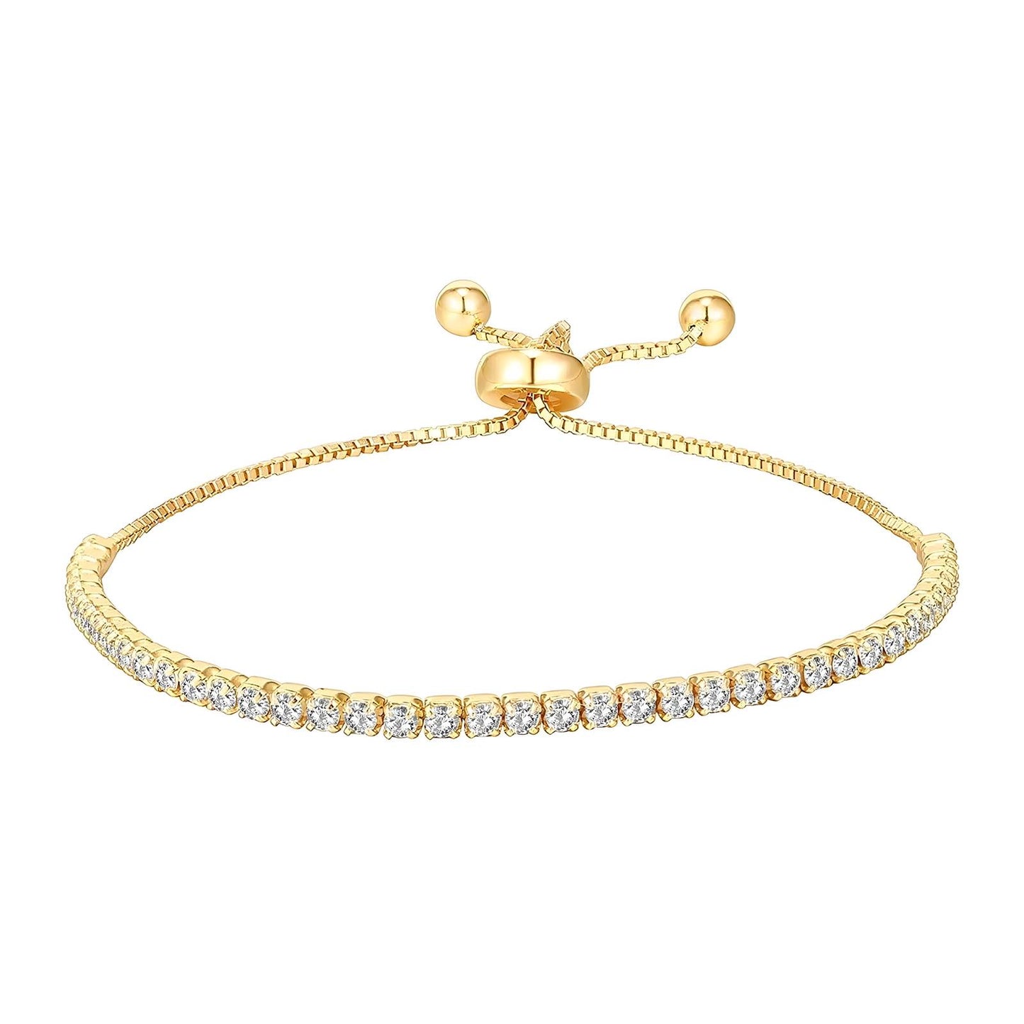 Bracelet "Tennis" en acier inoxydable plaqué or 18 carats