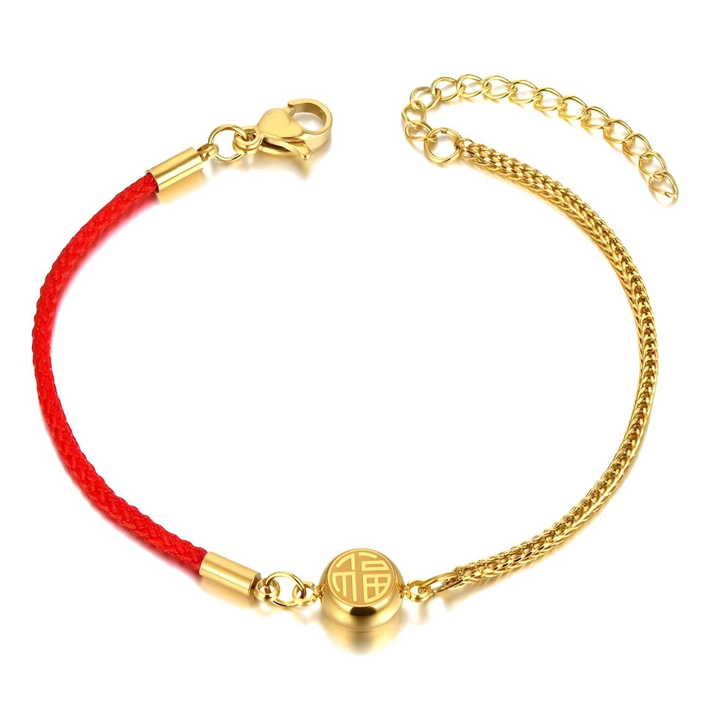 Pulseira Detalhe em vermelho aço inoxidável banhada a ouro 18K