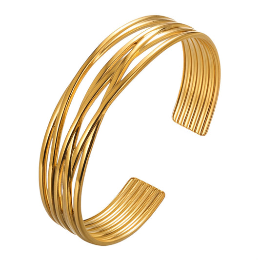 Pulseira Bracelete aço inoxidável banhada a ouro 18K