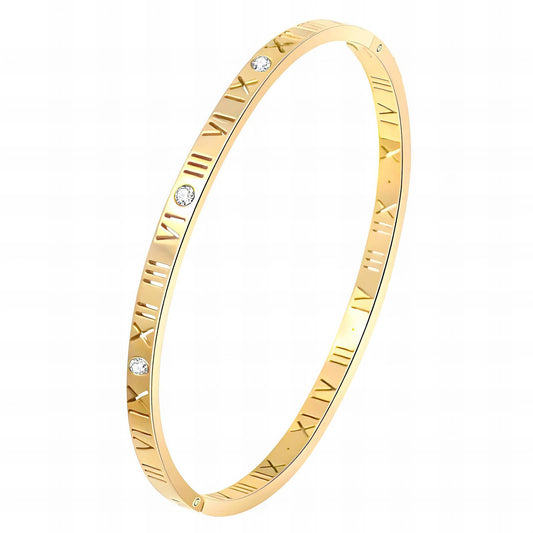 Pulseira números aço inoxidável banhada a ouro 18K