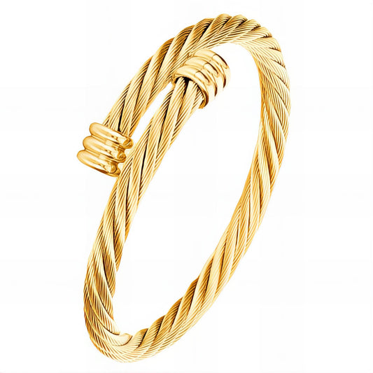 Pulseira Bracelete aço inoxidável banhada a ouro 18K