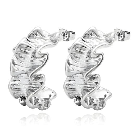 Boucles d'oreilles bio en acier inoxydable en bain blanc