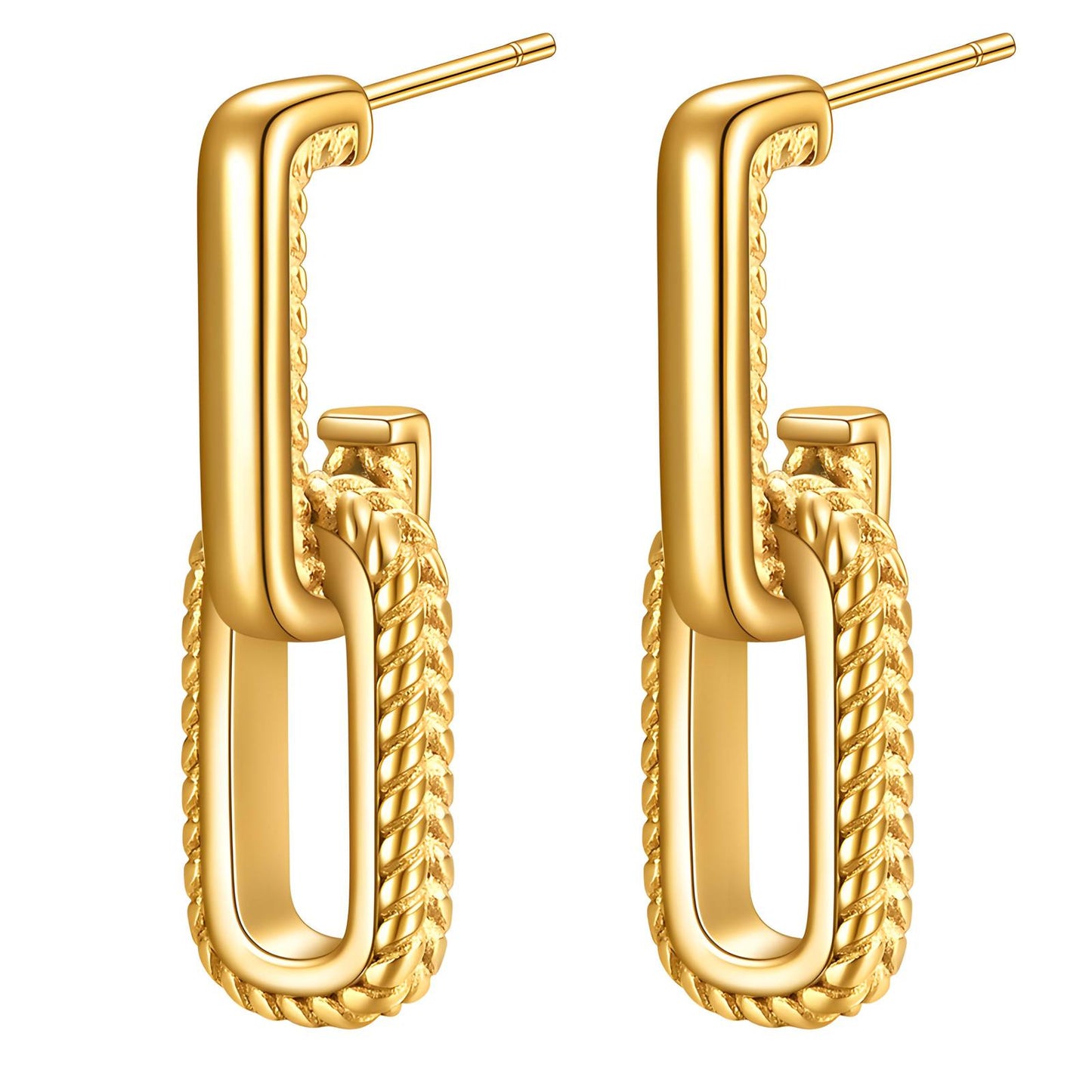 Boucle d'oreille style Cartier Plaqué or 18 carats - Acier inoxydable