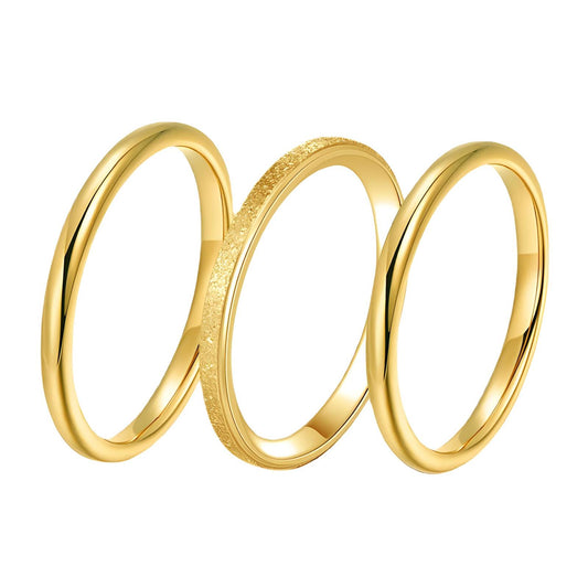 Anel triplo aço inoxidável banhado a ouro 18K