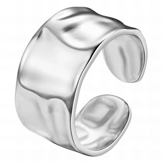 bague réglable martelée - Acier inoxydable