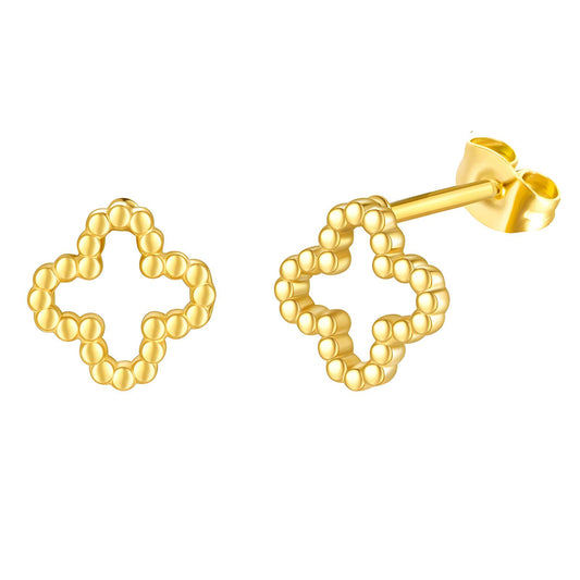 Brinco "Flores" Aço Inoxidável Banho Ouro 18K