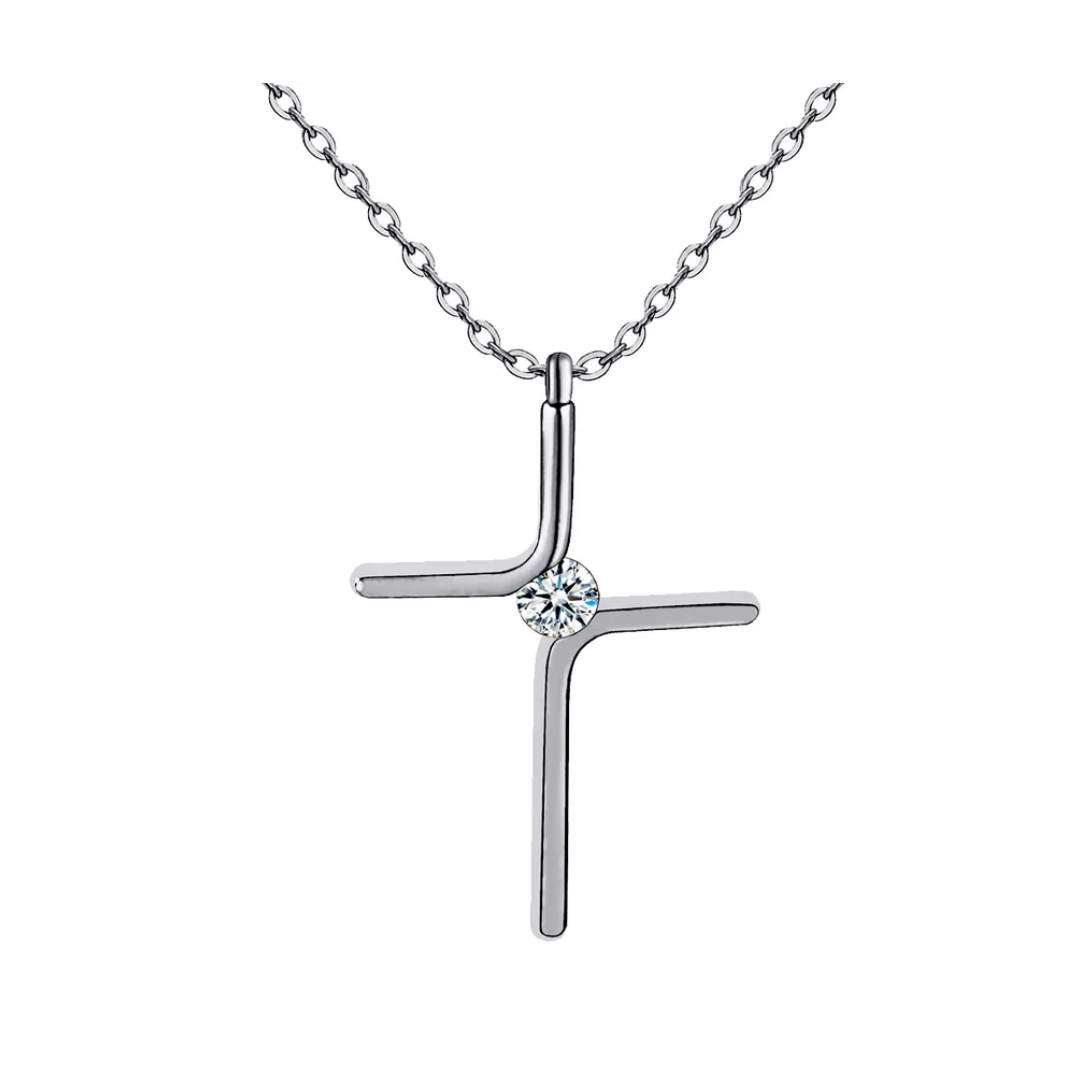 Colar Crucifixo com ponto em zirconia