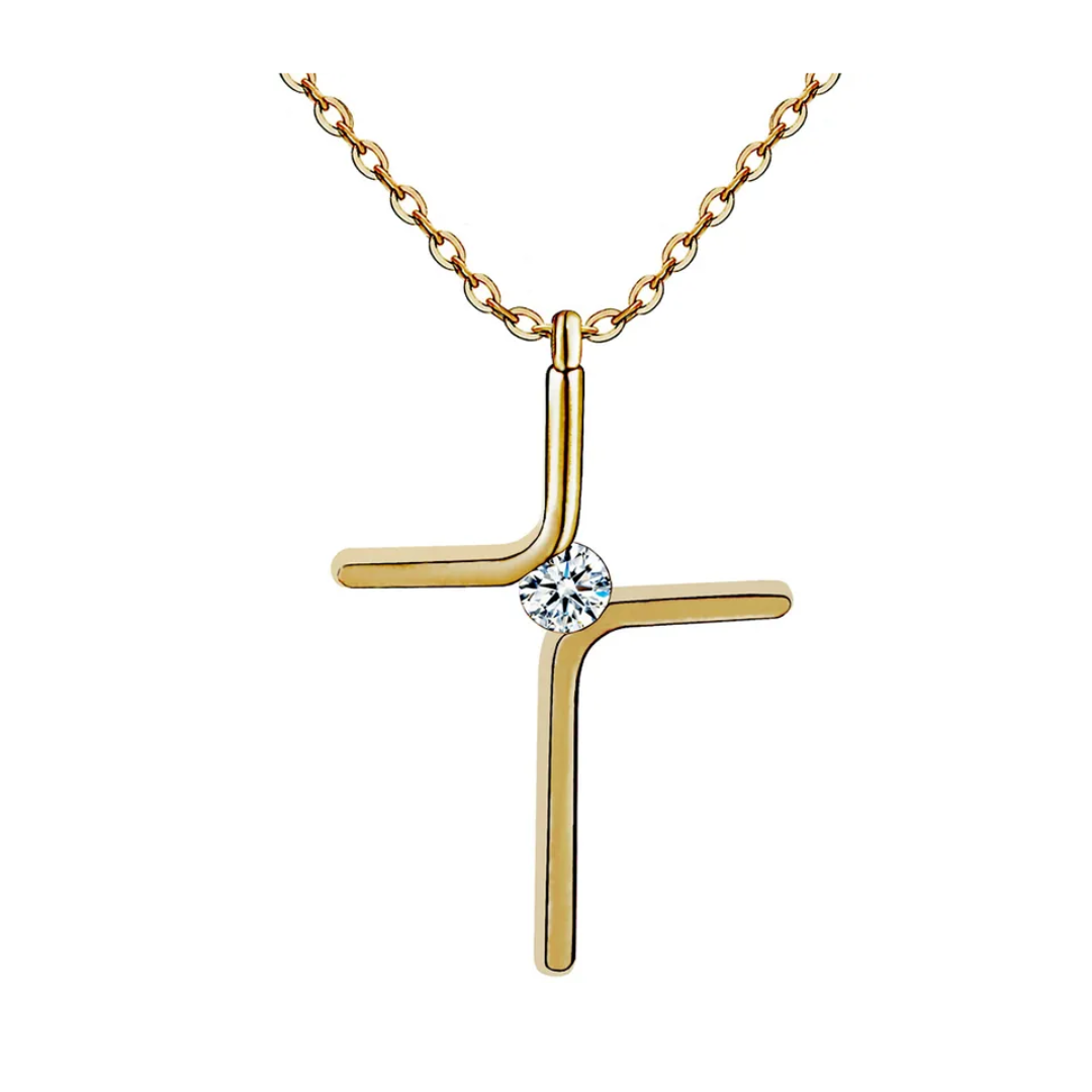 Colar Crucifixo com ponto em zirconia