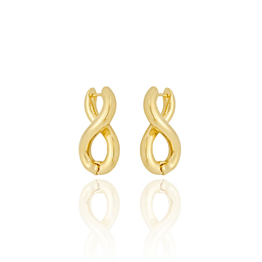 Brinco Argola Infinito Liso Banho Dourado
