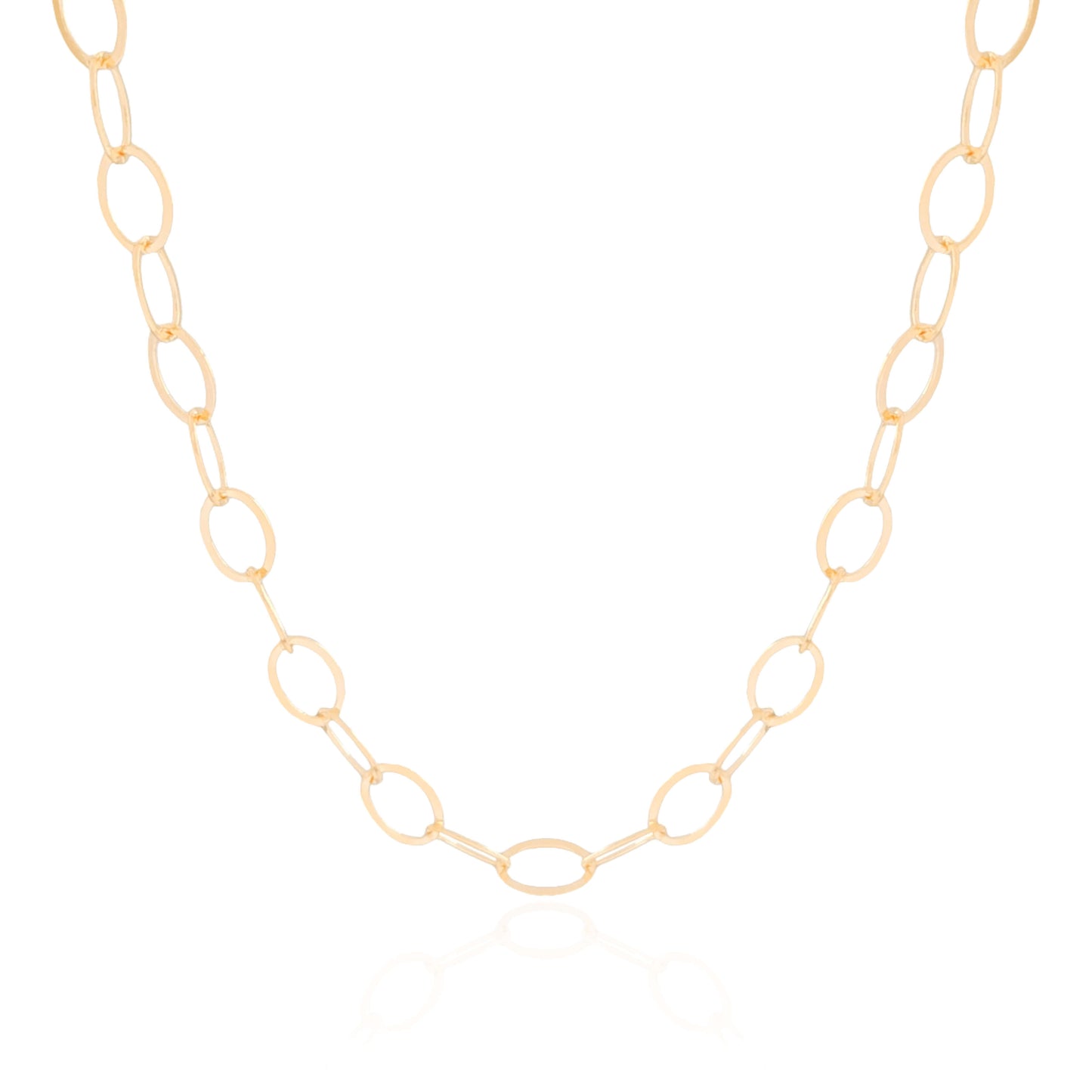 Choker Elos Ovais 8 mm Banho Ouro 18K