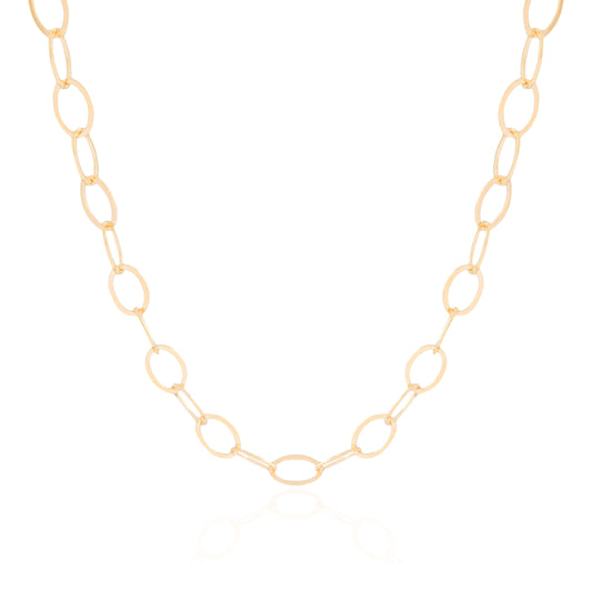 Choker Elos Ovais 8 mm Banho Ouro 18K