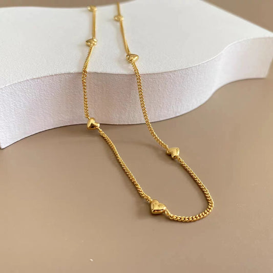 Colar coração- Aço Inoxidável Banho Ouro 18K