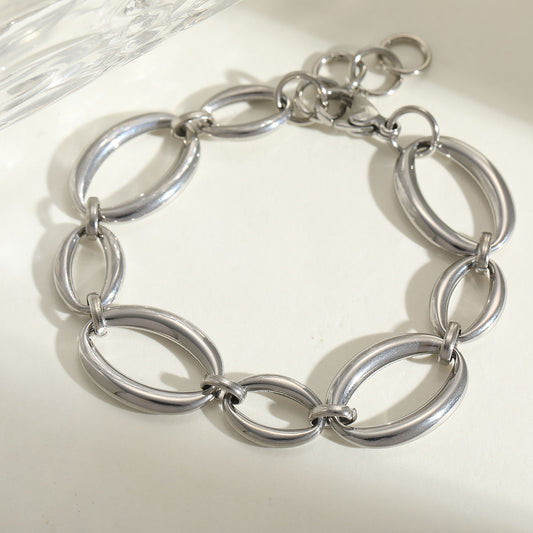 Pulseira elos arrendondados - Aço inoxidável