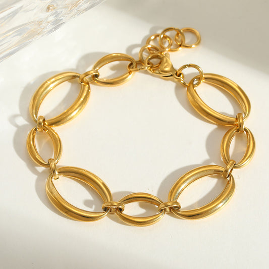 Pulseira elos arrendondados - Aço inoxidável