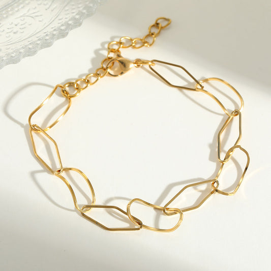 Pulseira elos arrendondados - Aço inoxidável
