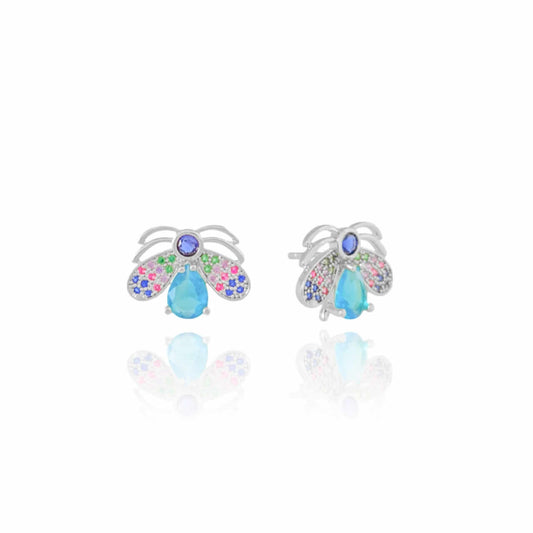 White Rhodium Colored Vespa Earring