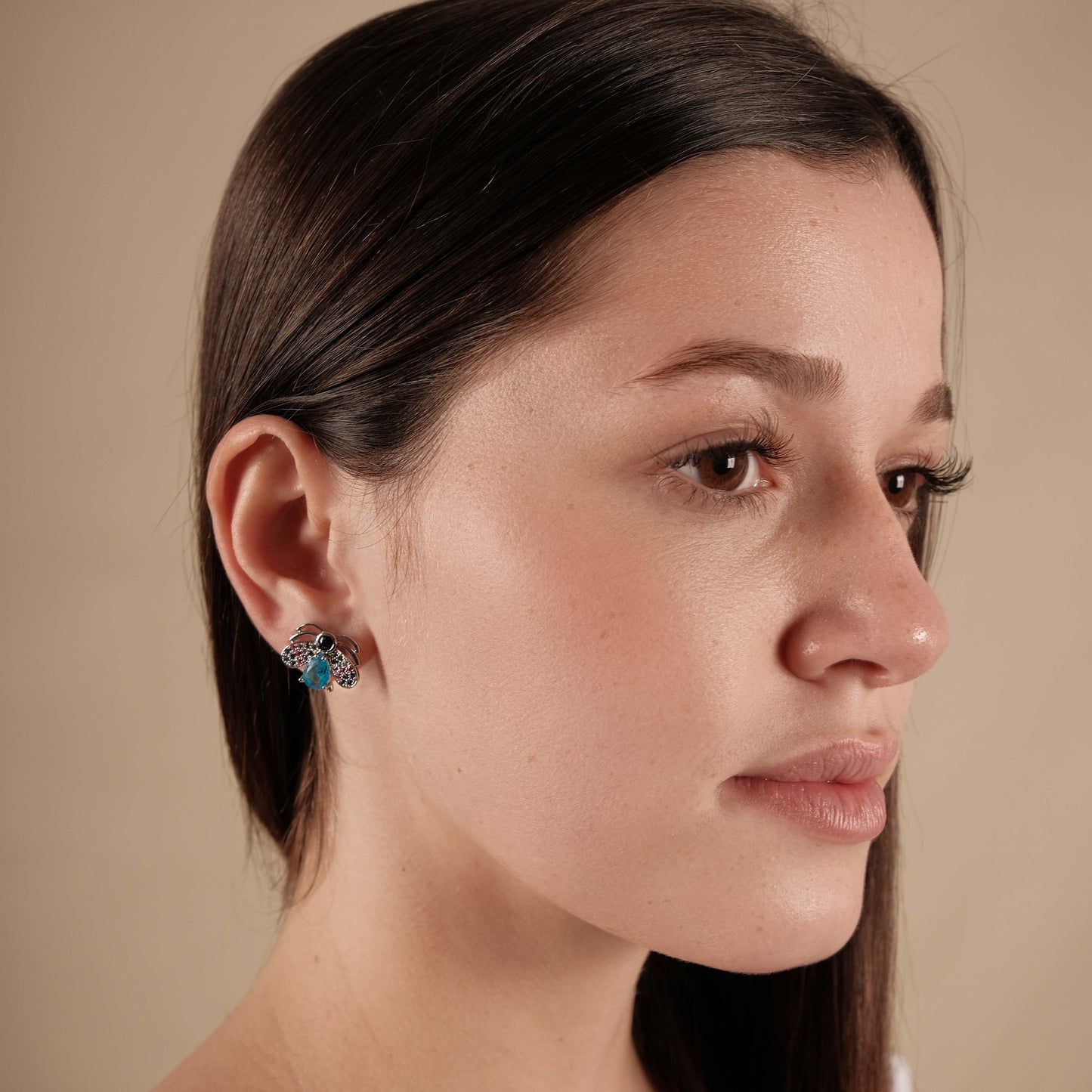 White Rhodium Colored Vespa Earring